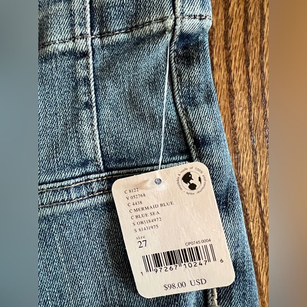 We the Free Jayde High Rise Flare Leg Denim Jeans Mermaid Blue NWT Free People - Picture 9 of 10